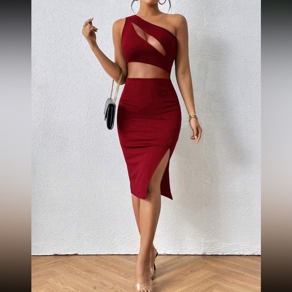 Sexy mesh insert slit thigh bodycon dress - Picture 4 of 7